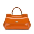 Dolce & Gabbana small Sicily patent-leather tote bag - Orange