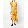 ERDEM floral-print asymmetric midi dress - Yellow