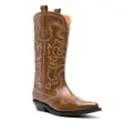 GANNI 50mm mid-calf western boots - Brown