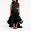 Oscar de la Renta rosette embroidered gown - Black