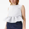 Nina Ricci bow-detail peplum sleeveless cotton top - White