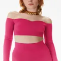 Nina Ricci sweetheart-neck off-shoulder cropped jumper - Pink