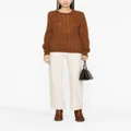 ETRO logo-embroidered cable-knit jumper - Brown
