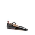 Thom Browne pointed-toe patent ballerina shoes - Black