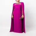 Jenny Packham Loretta crystal-embellished cape gown - Purple