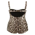 Dolce & Gabbana leopard-print logo-lettering swimsuit - Neutrals