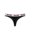 Moschino logo-waistband jersey thong - Black