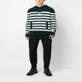 Balmain striped wool-blend knitted hoodie - Green