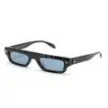 Alexander McQueen marble-pattern square-frame sunglasses - Black