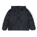 Stone Island Junior Compass-badge hooded puffer jacket - Blue