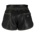 Philipp Plein stud-embellished leather hot pants - Black