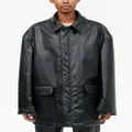 MM6 Maison Margiela logo-embroidered faux-leather jacket - Black