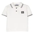 Stone Island Junior Compass-motif cotton polo shirt - White