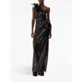 Nina Ricci sequin-embellished one-shoulder dress - Black