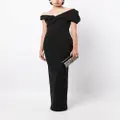Rachel Gilbert Matteo draped-detailed asymmetric gown - Black