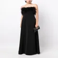 Rachel Gilbert Linc feather-embellished strapless gown - Black