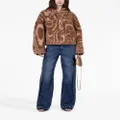 Stella McCartney woodgrain-print shearling jacket - Brown