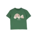 Palm Angels Kids bear-print cotton T-shirt - Green
