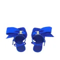 Ferragamo asymmetric-bow satin sandals - Blue