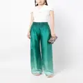 Oscar de la Renta ombré-effect silk palazzo trousers - Green