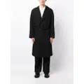 Yohji Yamamoto belted hooded wool trench coat - Black