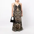 Camilla graphic-print silk gown - Black