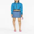 Versace check-pattern tweed miniskirt - Blue