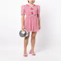 Saloni Jamie bow-detail graphic-print minidress - Pink