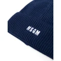 MSGM logo-embroidered ribbed-knit beanie - Blue