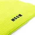 MSGM logo-embroidered ribbed-knit beanie - Yellow