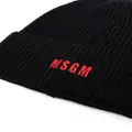 MSGM logo-embroidered ribbed-knit beanie - Black