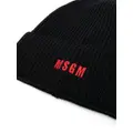 MSGM logo-embroidered ribbed-knit beanie - Black