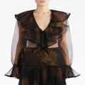 ETRO pleated ruffled-trim blouse - Brown