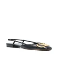 Valentino Garavani VLogo leather slingback ballerina shoes - Black