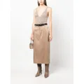 Brunello Cucinelli straight-cut midi skirt - Brown