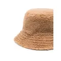 Moschino embroidered-logo faux-shearling bucket hat - Brown