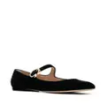 Gianvito Rossi Mary velvet leather ballerina shoes - Black
