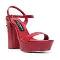 Dolce & Gabbana 155mm logo-plaque leather sandals - Red