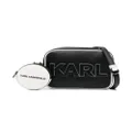 Karl Lagerfeld Kids patch-lettering faux-leather shoulder bag - Black