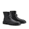 Tod's logo-engraved zipped leather boots - Black