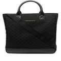 Emporio Armani quilted logo-lettering tote bag - Black