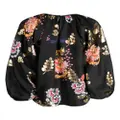 Cynthia Rowley Alice floral-print silk blouse - Black