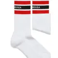 Balenciaga striped logo-print crew socks - White