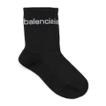 Balenciaga logo-intarsia cotton socks - Black