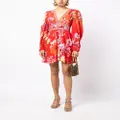 Camilla floral-print puff-sleeved dress - Red
