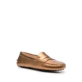 Tod's metallic-finish leather loafers - Gold