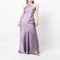Michelle Mason backless halter-neck tie gown - Purple