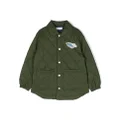 There Was One Kids logo-patch padded shirt jacket - Green