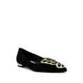 Sophia Webster Butterfly-embroidered suede ballerina shoes - Black