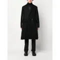 sacai drawstring-waist wool coat - Black
